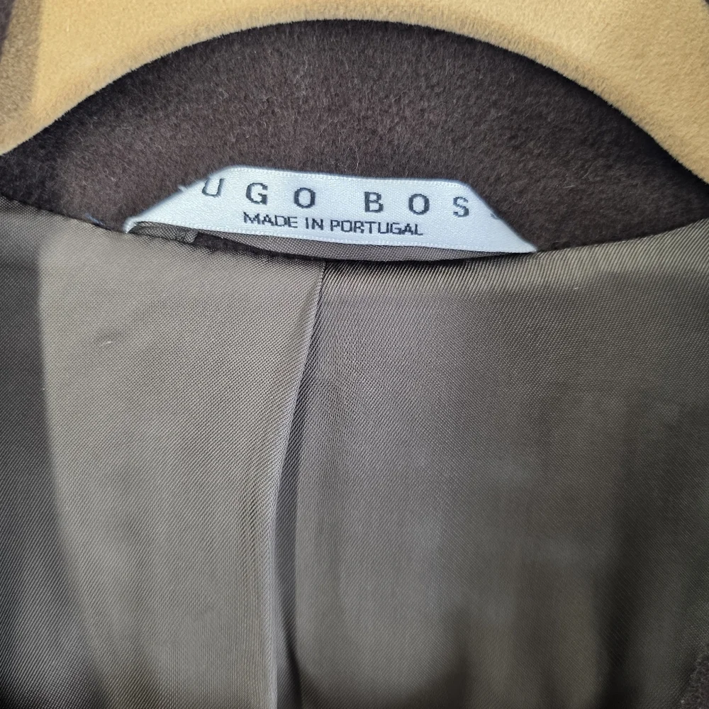Boss Hugo Boss Continental Overcoat Wool Cashmere Double Breasted Brown Sz 34R